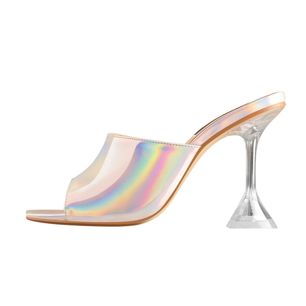 Holographic Transparent Tapered Sandals - Size 13